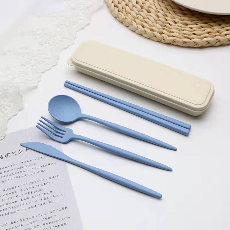 4 piece Wheat Straw Japanese Cutlery Set