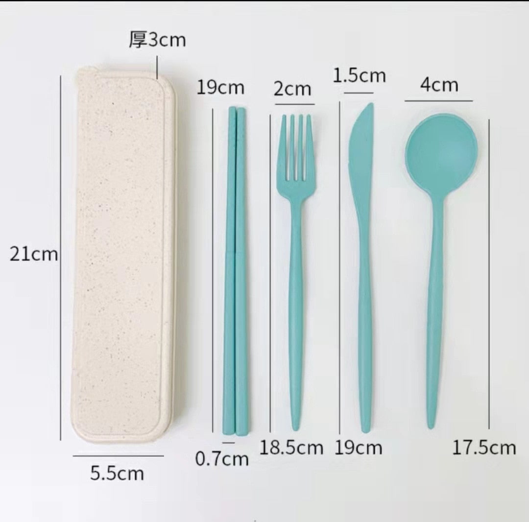 4 piece Wheat Straw Japanese Cutlery Set