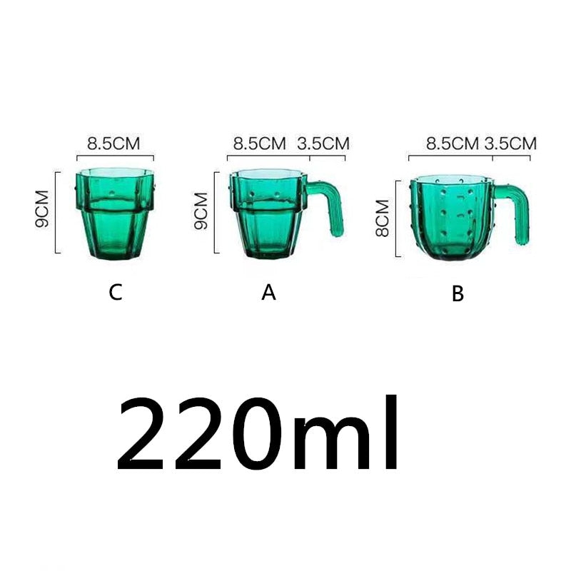 4/6 Pcs Glass Cactus Cups Set