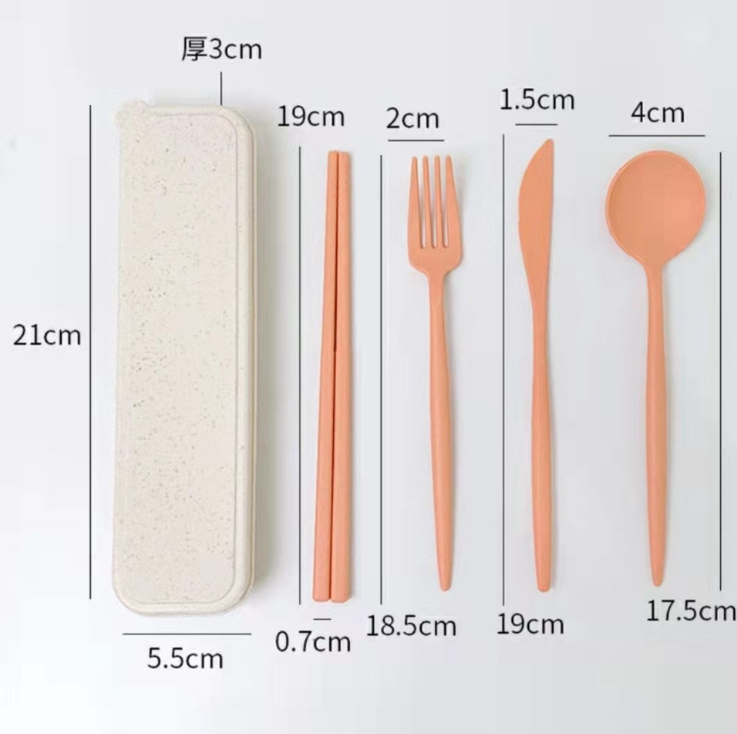 4 piece Wheat Straw Japanese Cutlery Set