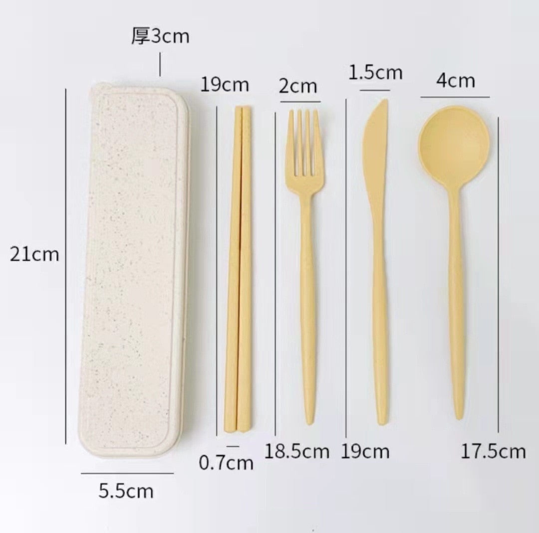 4 piece Wheat Straw Japanese Cutlery Set