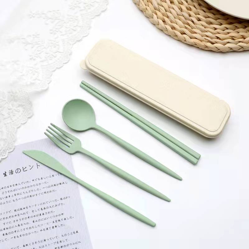 4 piece Wheat Straw Japanese Cutlery Set