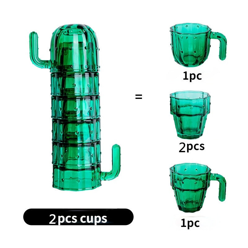 4/6 Pcs Glass Cactus Cups Set