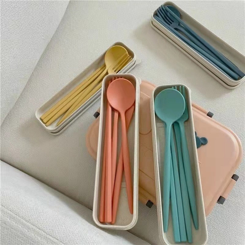 4 piece Wheat Straw Japanese Cutlery Set