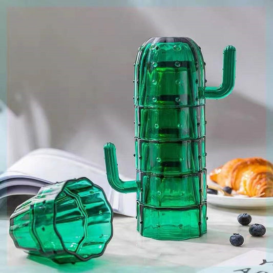 4/6 Pcs Glass Cactus Cups Set